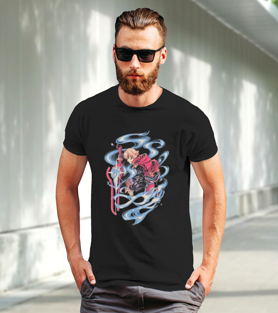 The Yetee Ether Blade Character With Energy Sword And Flowing Elements T-Shirt