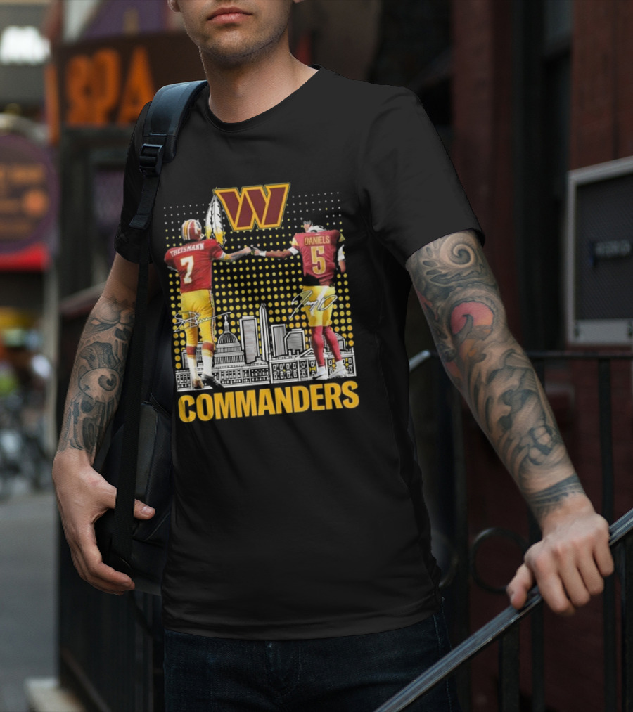 Commanders Theismann Daniels Football Signatures T-Shirt
