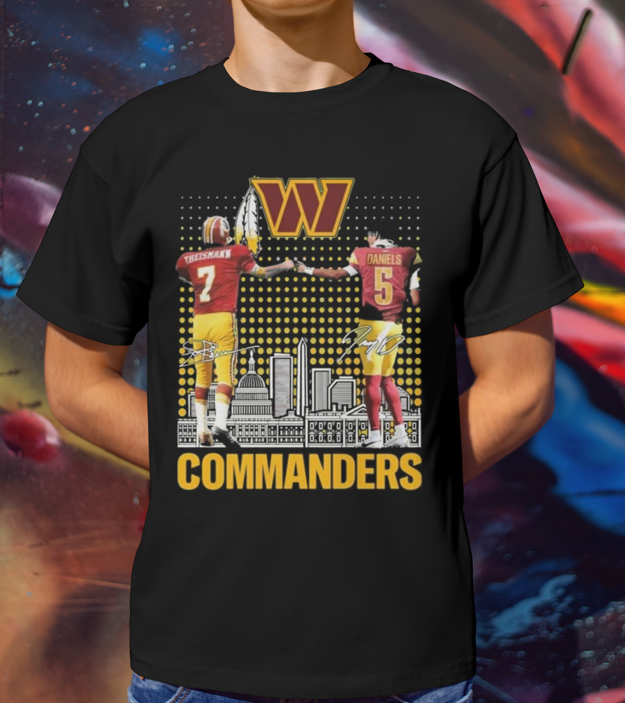 Commanders Theismann Daniels Football Signatures T-Shirt