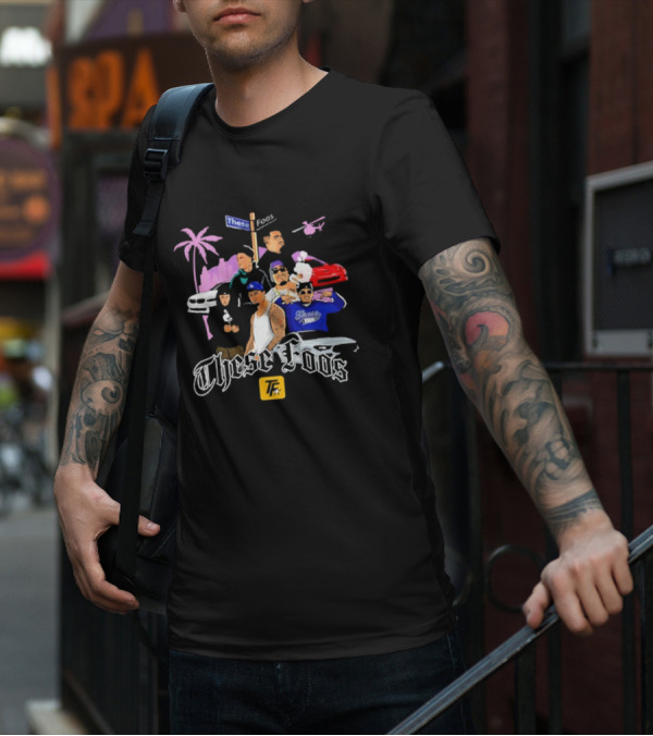 These Foos Street Style San Andreas Characters Palm Tree Helicopter Cars T-Shirt