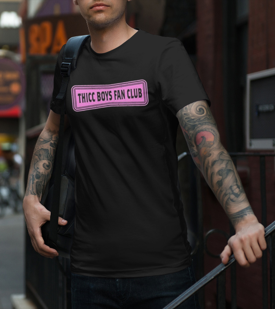 THICC BOYS FAN CLUB Pink Patch Design T-Shirt