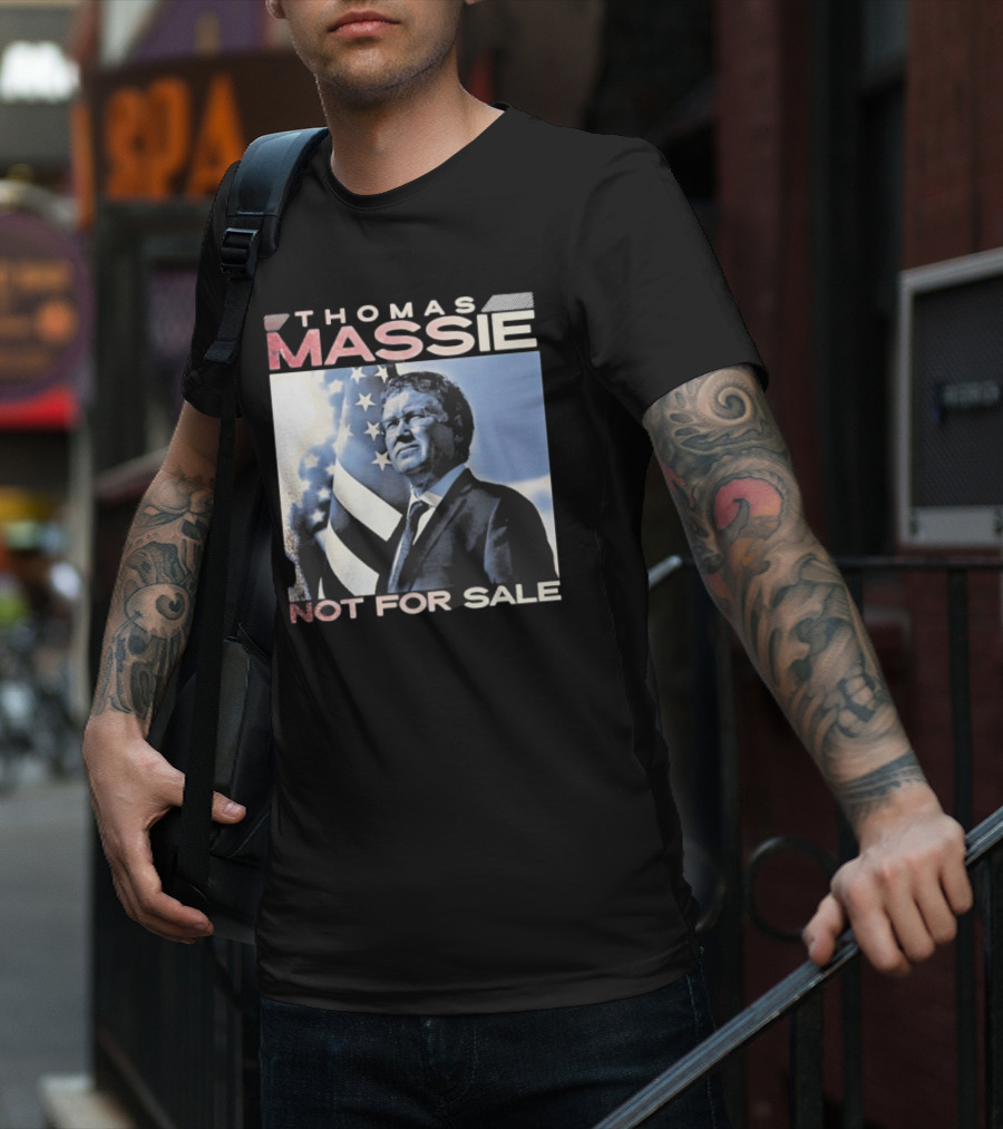 Thomas Massie Not For Sale American Flag Portrait T-Shirt