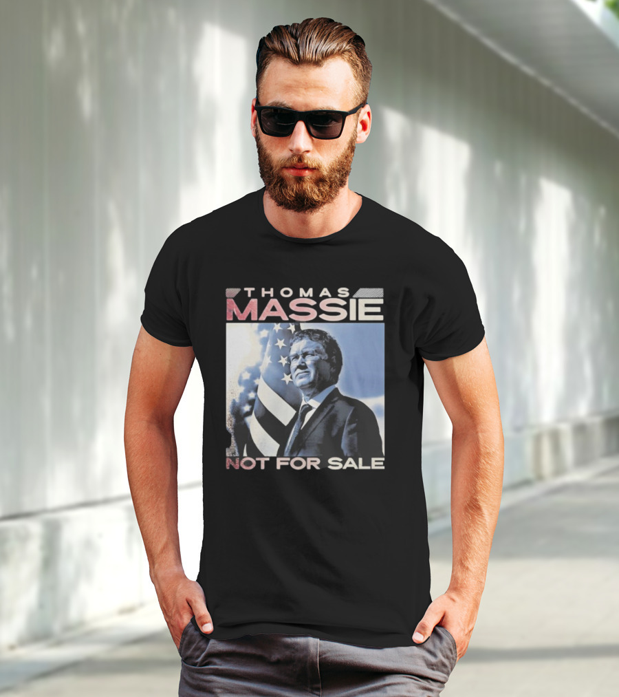 Thomas Massie Not For Sale American Flag Portrait T-Shirt