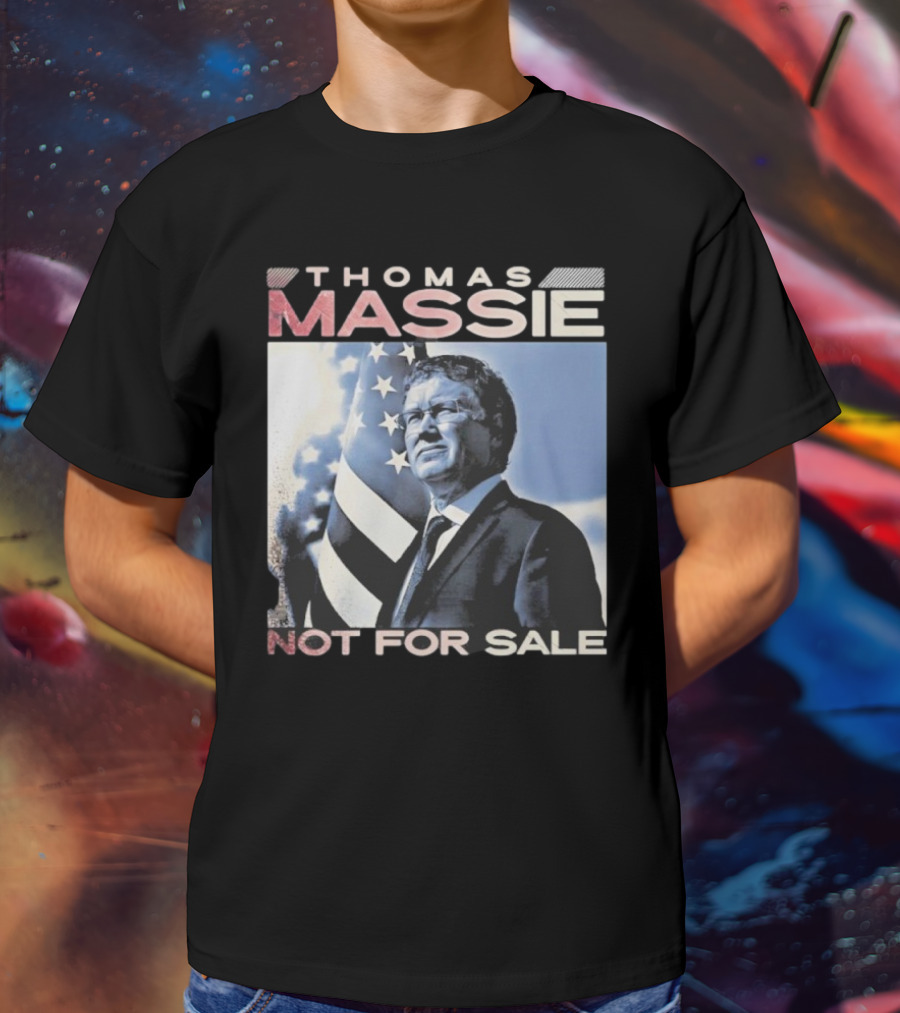 Thomas Massie Not For Sale American Flag Portrait T-Shirt