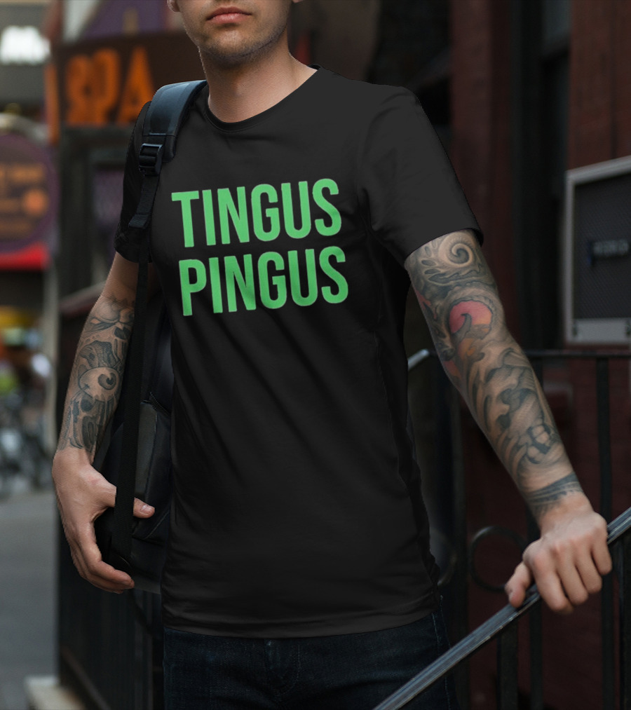 Tingus Pingus Internet Meme Phrase Bold Green Text T-Shirt
