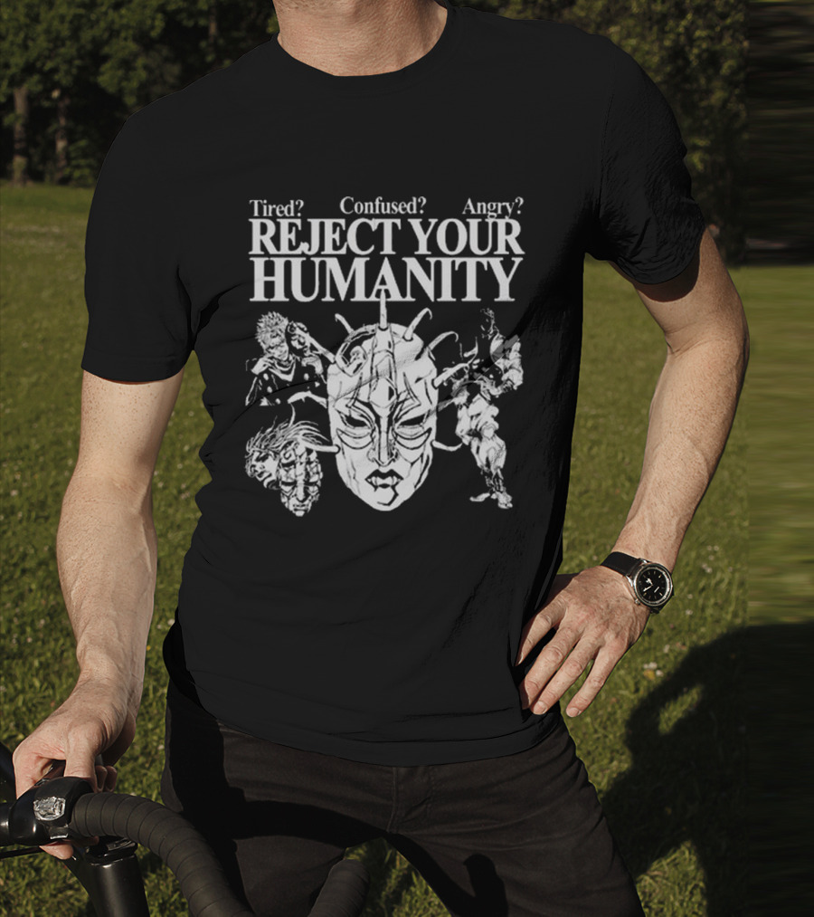 Tired Confused Angry Reject Your Humanity Masked Figures T-Shirt