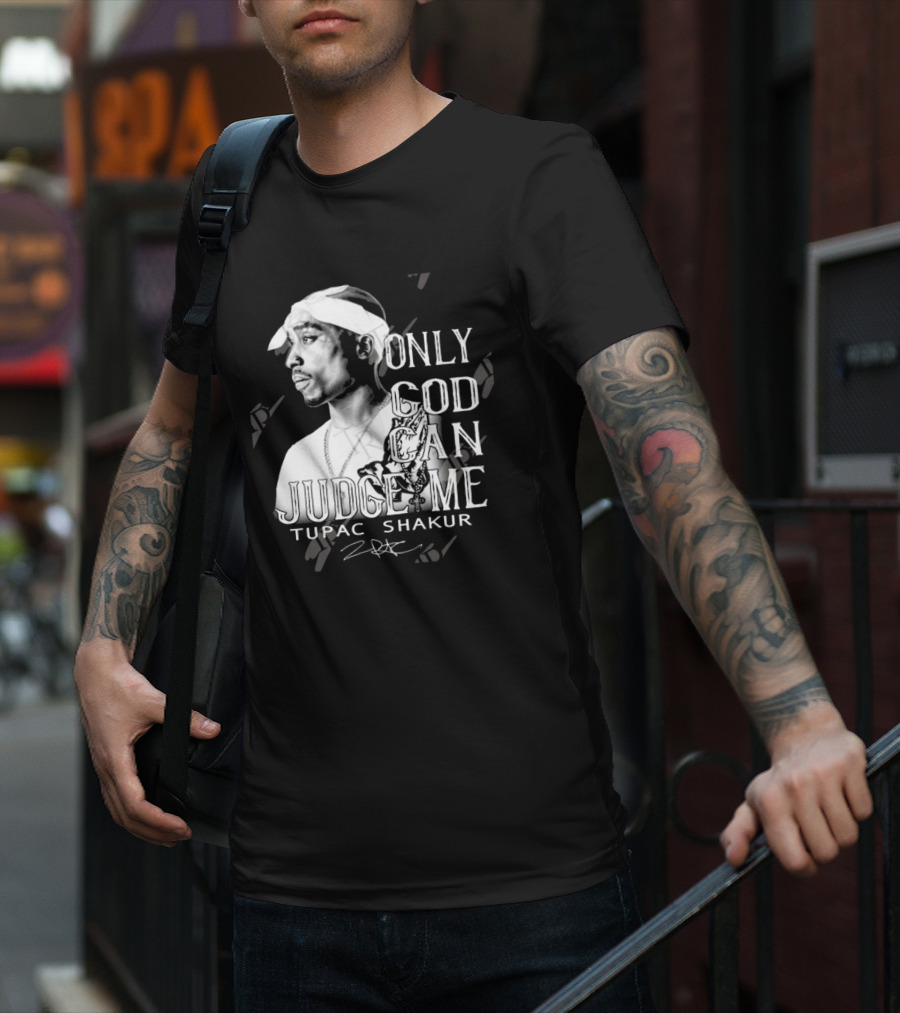 Tupac Shakur Only God Can Judge Me Signature Bandana Tribute T-Shirt