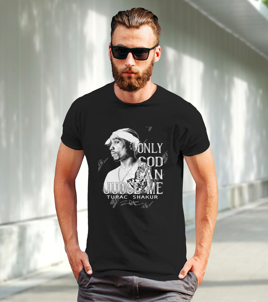 Tupac Shakur Only God Can Judge Me Signature Bandana Tribute T-Shirt