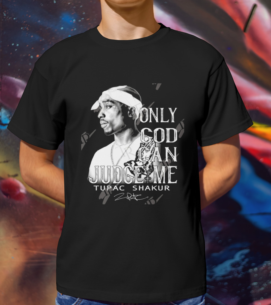 Tupac Shakur Only God Can Judge Me Signature Bandana Tribute T-Shirt