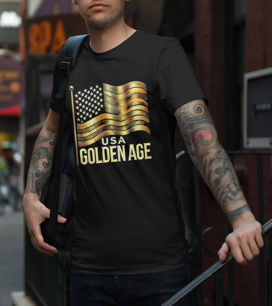 USA Golden Age Golden American Flag T-Shirt