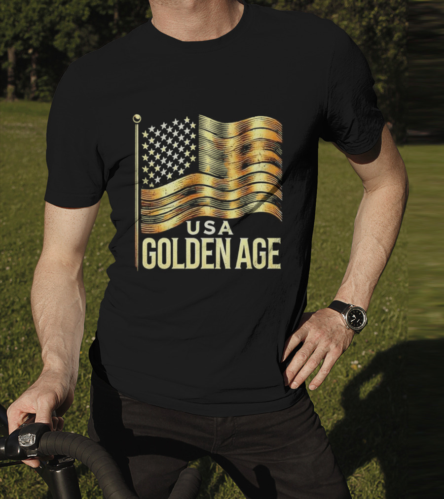 USA Golden Age Golden American Flag T-Shirt