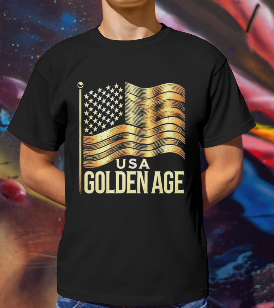 USA Golden Age Golden American Flag T-Shirt