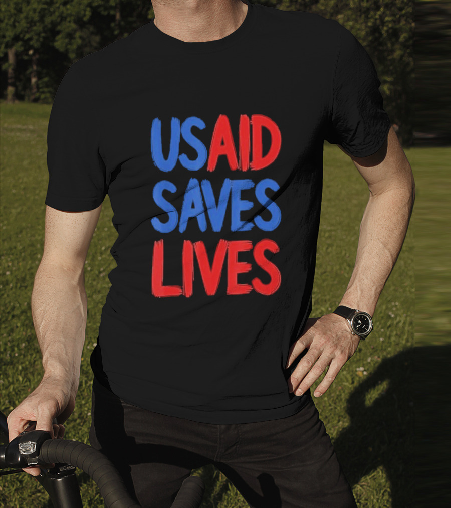 USAID Saves Lives Red And Blue Text T-Shirt