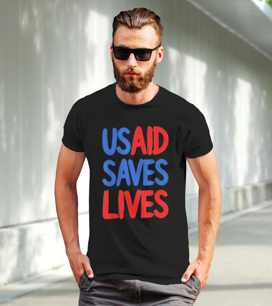 USAID Saves Lives Red And Blue Text T-Shirt