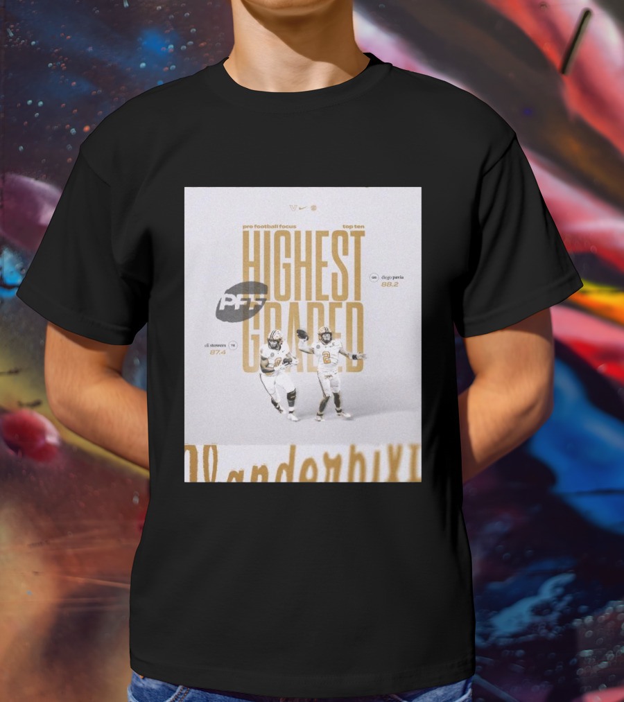 Vanderbilt PFF Top Ten Highest Graded Eli Stowers Diego Pavia T-Shirt