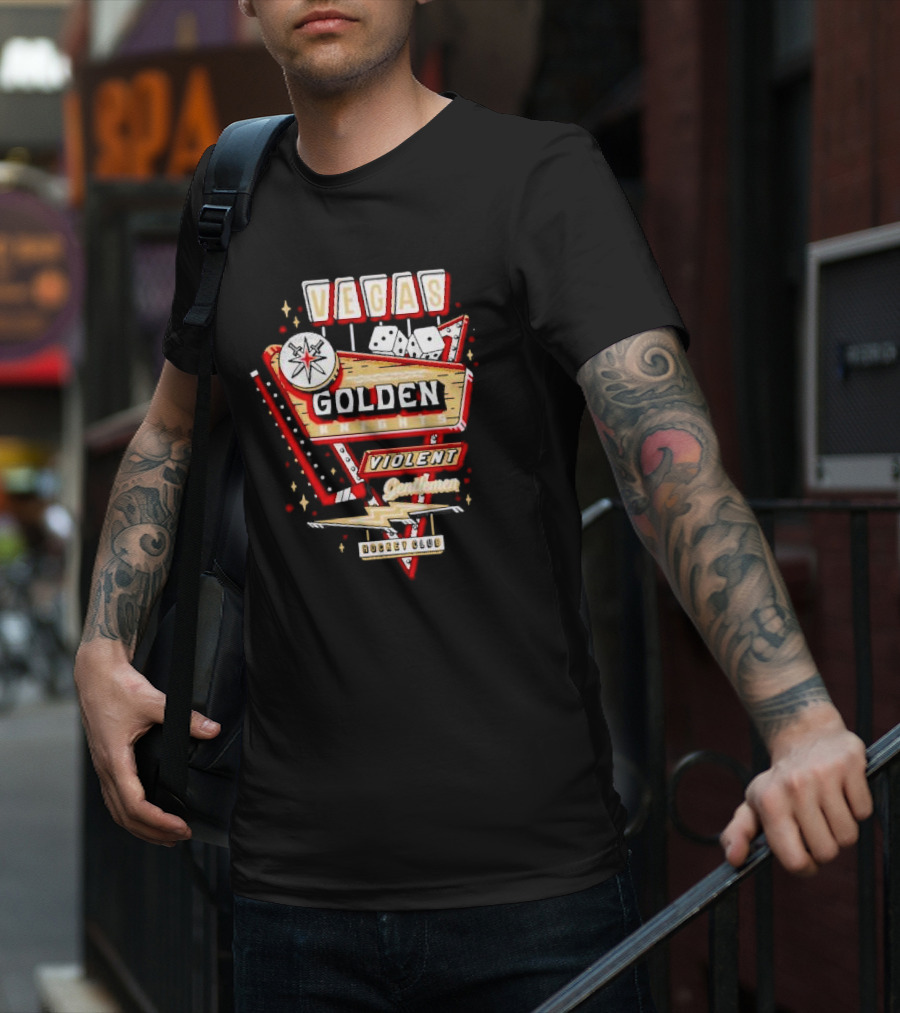 Vegas Golden Knights Violent Gentlemen Hockey Club Playing Card Style T-Shirt