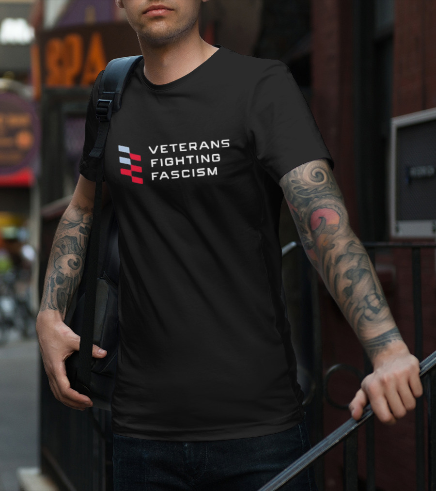 Veterans Fighting Fascism Red And Blue Stripes Movement T-Shirt