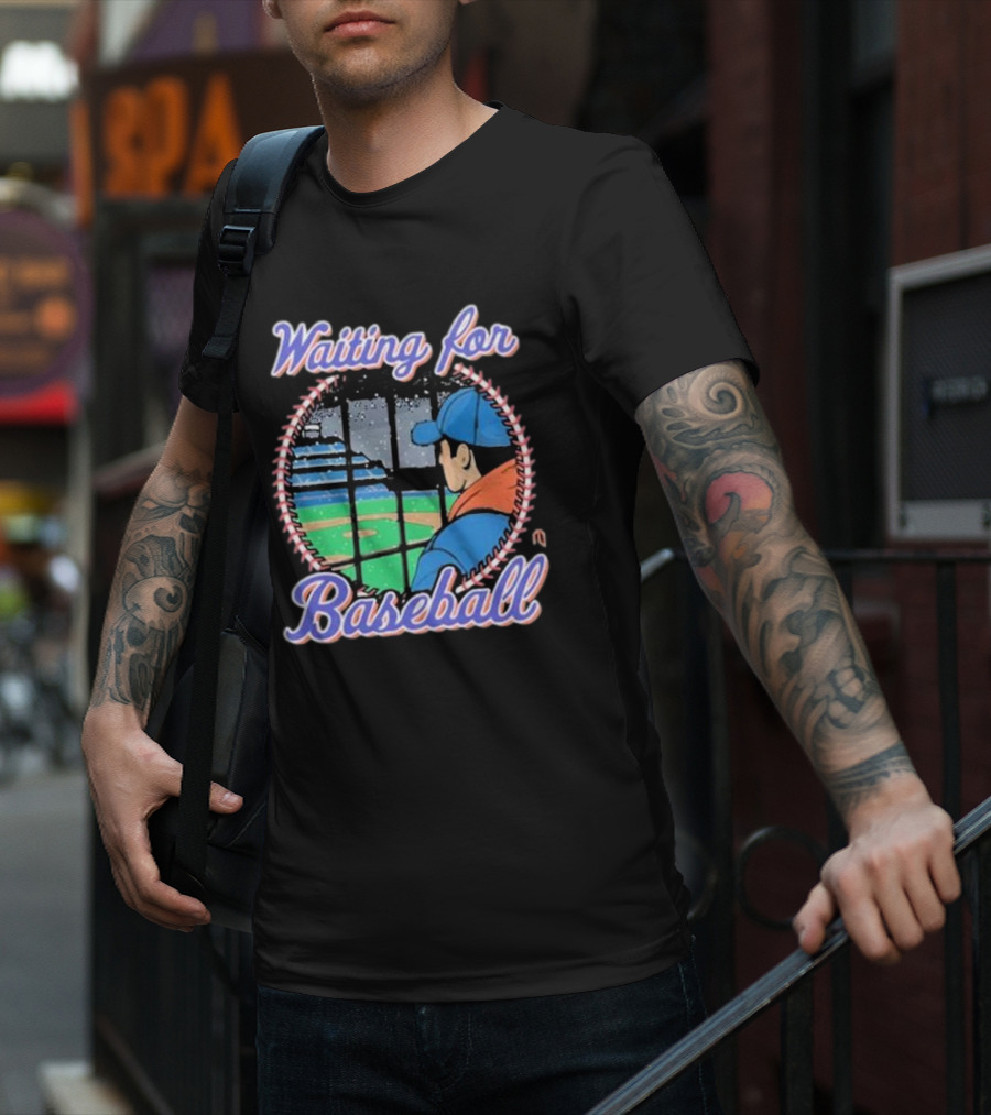 Waiting For Baseball Game Fan Looking Out Stadium Window T-Shirt