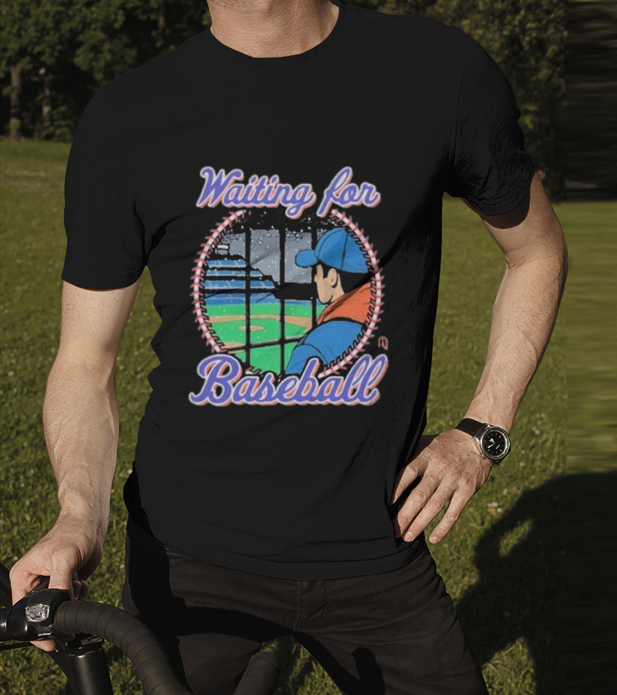 Waiting For Baseball Game Fan Looking Out Stadium Window T-Shirt