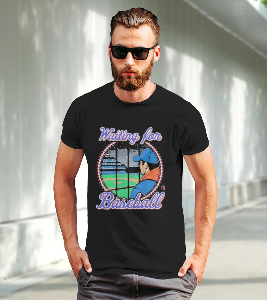 Waiting For Baseball Game Fan Looking Out Stadium Window T-Shirt