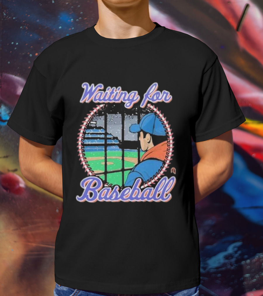 Waiting For Baseball Game Fan Looking Out Stadium Window T-Shirt