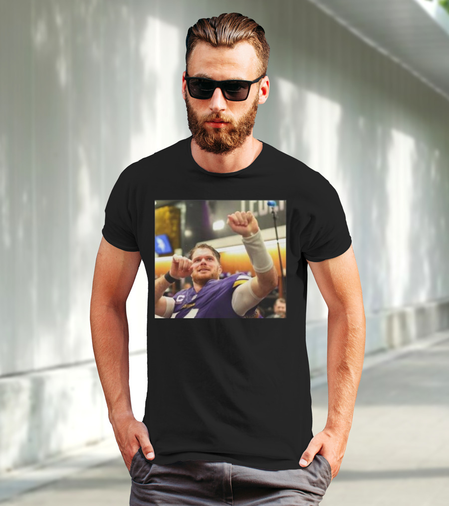 Vikings Locker Room Celebration With Sam Darnold In Jersey T-Shirt
