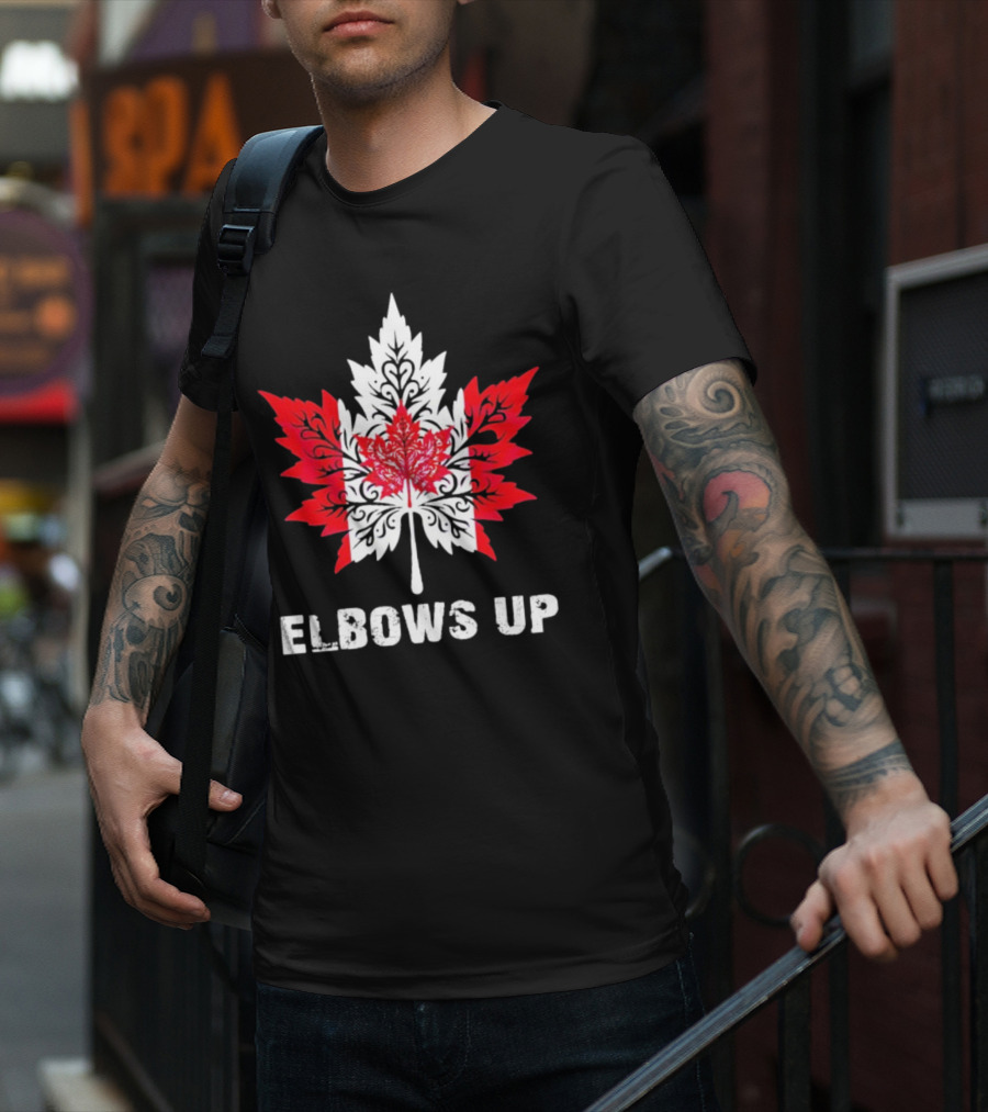 Elbows Up Canada Maple Leaf True North Strong Vintage T-Shirt
