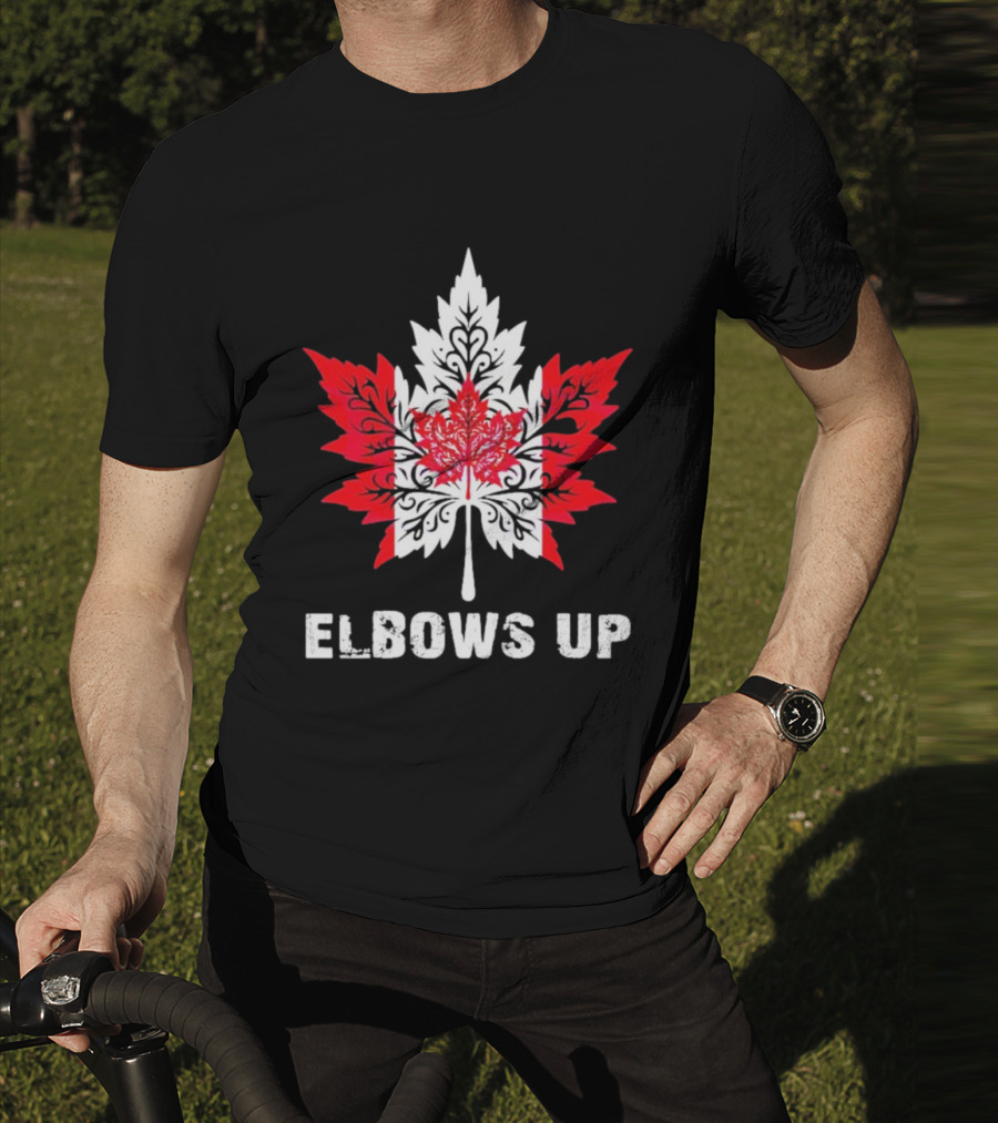 Elbows Up Canada Maple Leaf True North Strong Vintage T-Shirt
