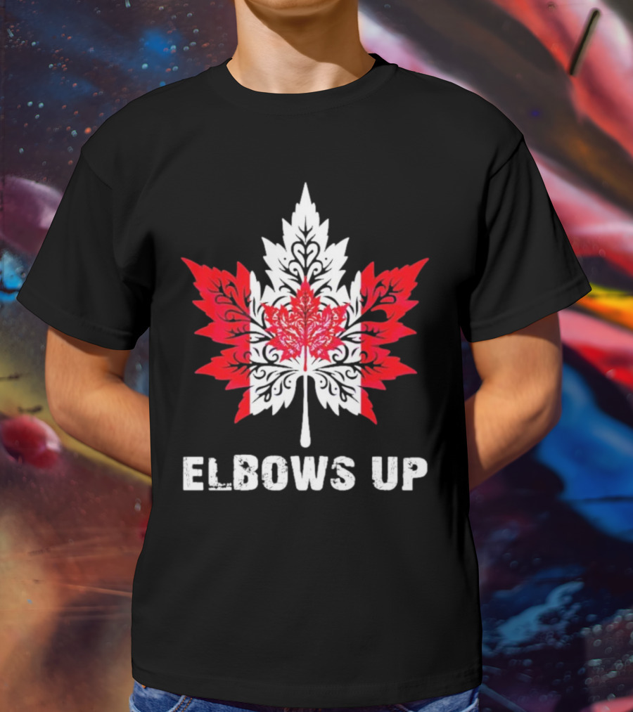 Elbows Up Canada Maple Leaf True North Strong Vintage T-Shirt