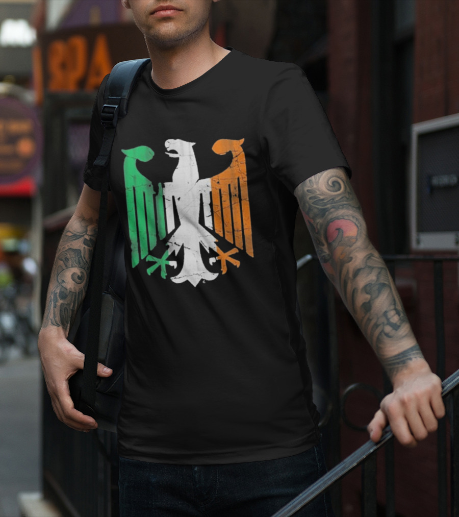 Vintage Irish German Eagle Emblem St Patrick’s Day Heritage T-Shirt