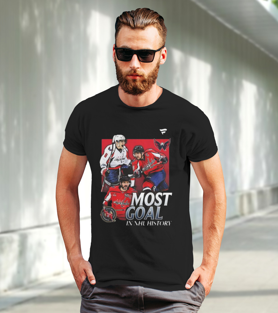 Washington Capitals Alexander Ovechkin Most Goals In NHL History Evolution 8 T-Shirt