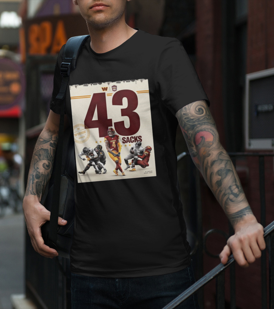 Washington Commanders 43 Sacks Chunky Sacks Hunger Program T-Shirt