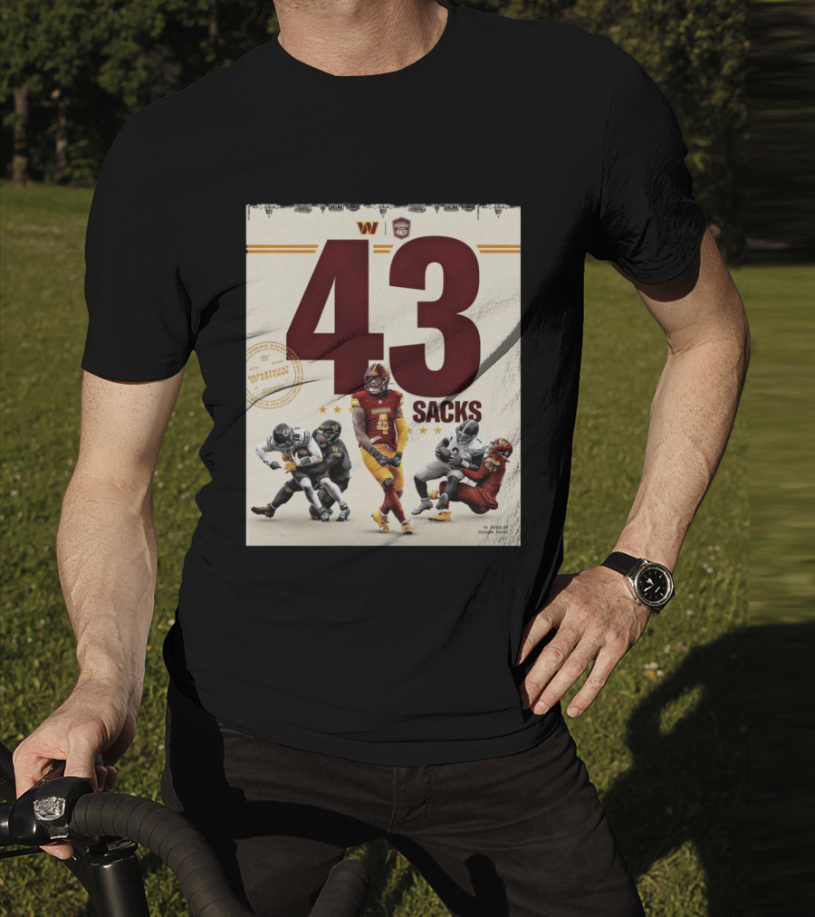 Washington Commanders 43 Sacks Chunky Sacks Hunger Program T-Shirt