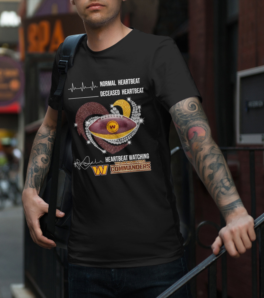 Washington Commanders Faster Heartbeat When Ing Football Diamond Heart T-Shirt