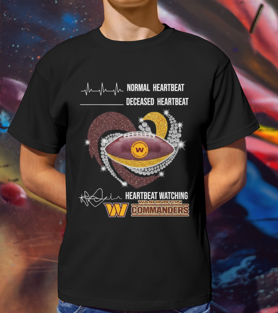 Washington Commanders Faster Heartbeat When Ing Football Diamond Heart T-Shirt