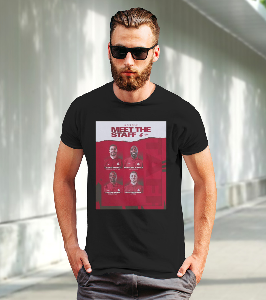 Defense Meet The Staff Washington State Cougars Jesse Bobbit Michael Banks Jalon Bibbs Pete Menage Nike T-Shirt