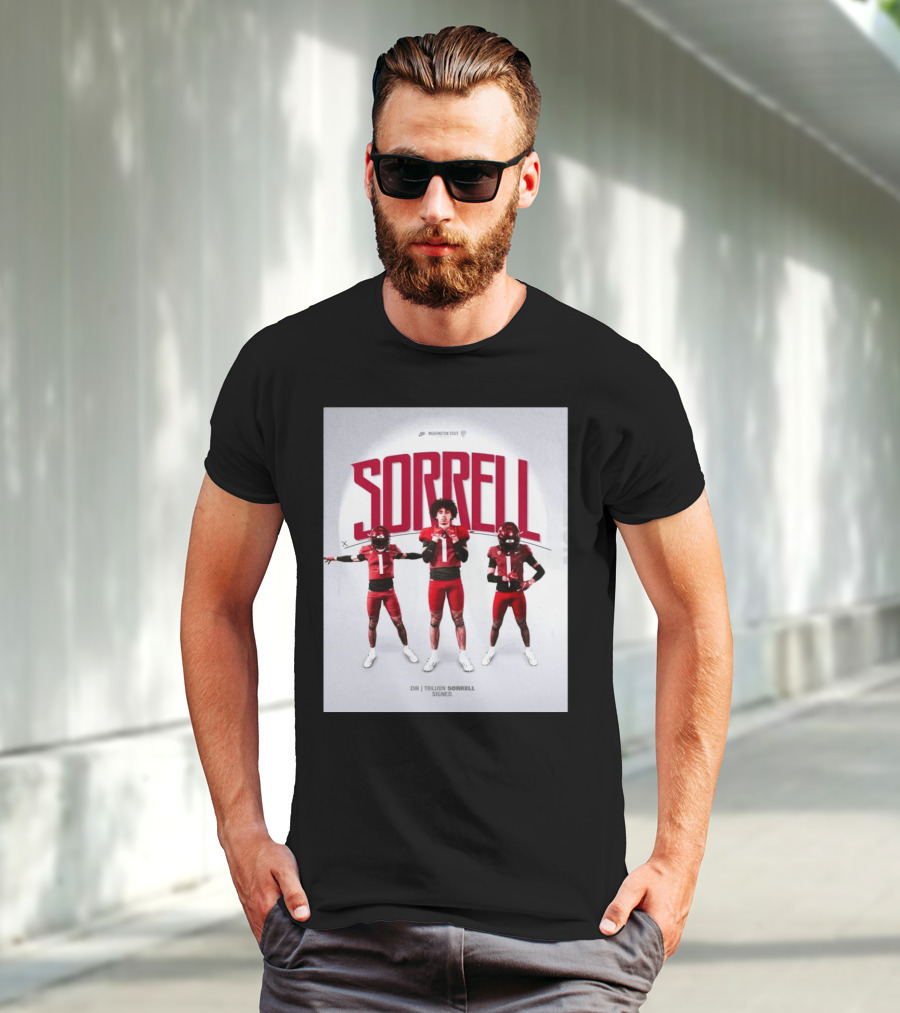 Washington State Cougars Sorrell DB Trillion Signed Football Palouse T-Shirt