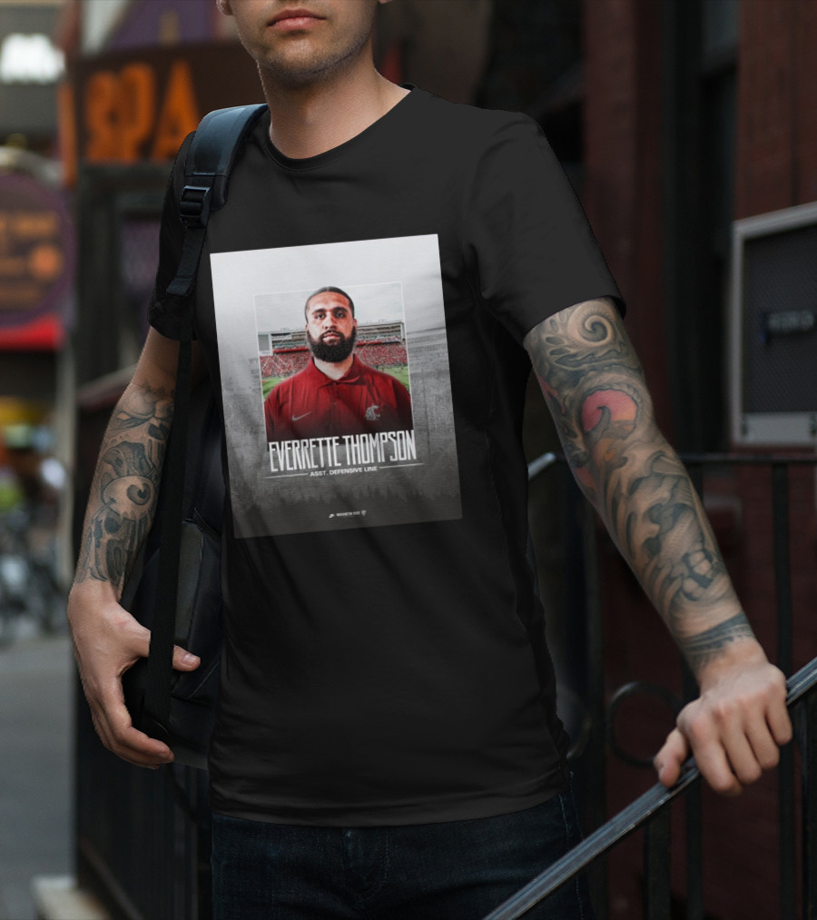 Washington State Football Everette Thompson Assistant Defensive Line Coach Palouse Stadium T-Shirt