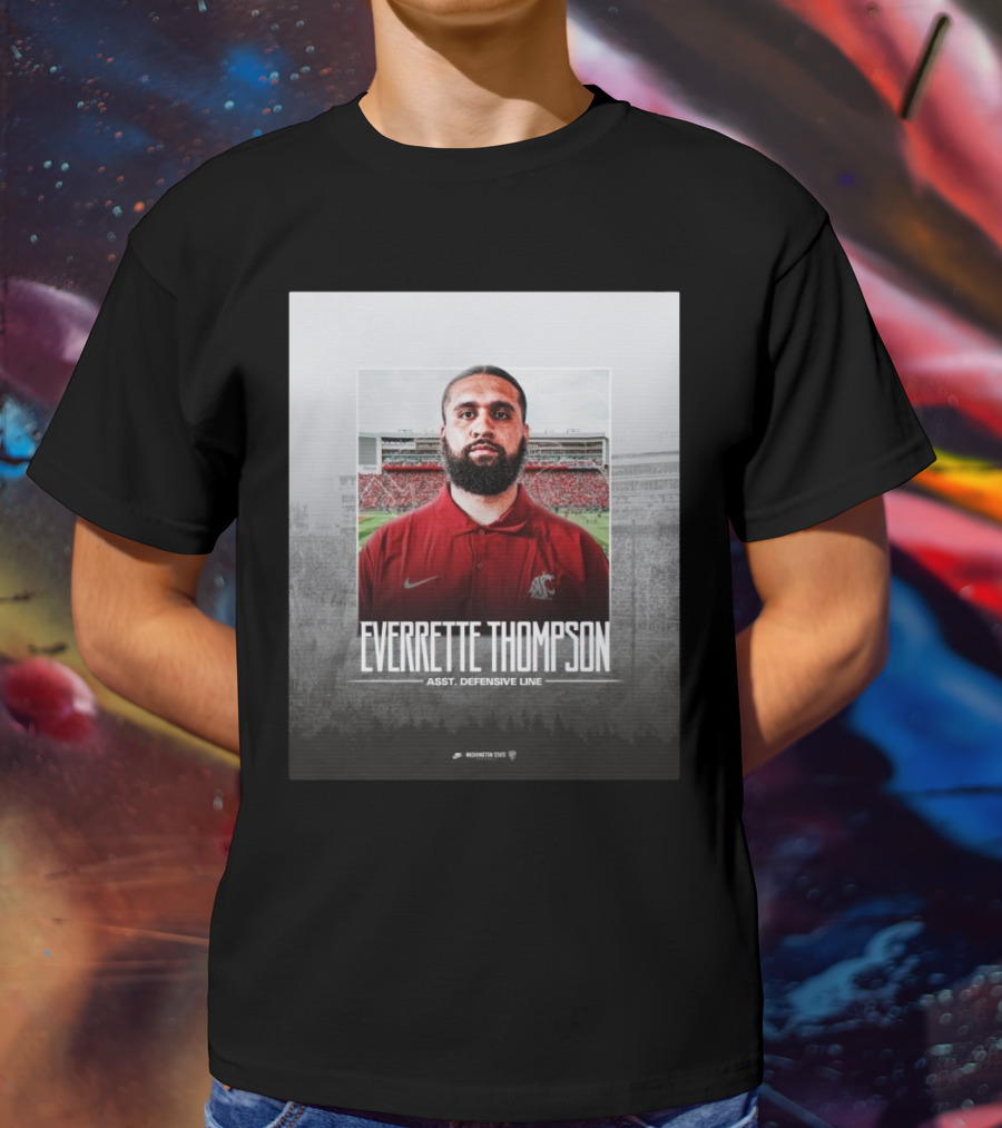 Washington State Football Everette Thompson Assistant Defensive Line Coach Palouse Stadium T-Shirt