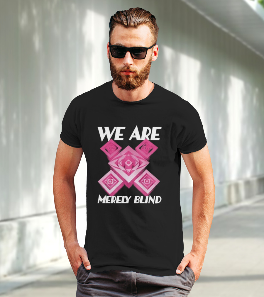 We Are Merely Blind Pink Geometric Eye Pattern T-Shirt