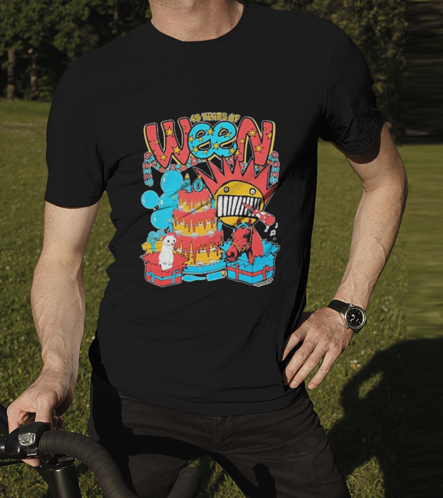 Ween 40 Years Of Celebration With Balloons And Colorful Cake T-Shirt