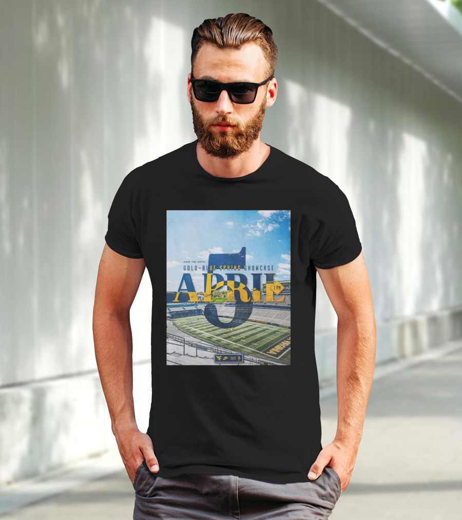 West Virginia Mountaineers Save The Date Gold Blue Spring Showcase April 5 2025 1 PM T-Shirt