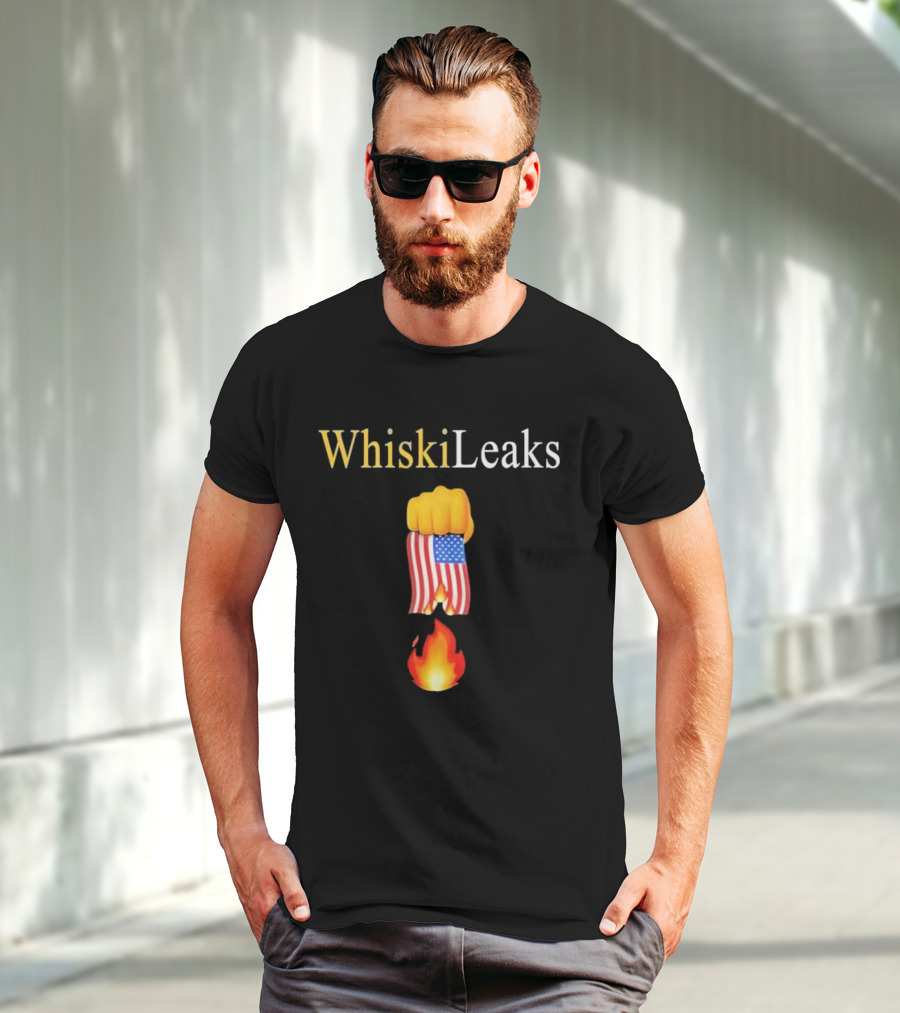 Whiskileaks American Flag Fist Fire 2025 T-Shirt