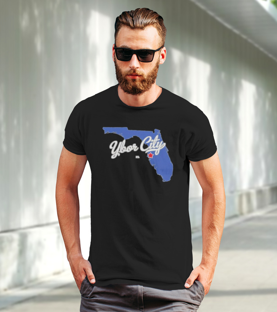 Ybor City Florida Map With Red Star Tampa Fl T-Shirt