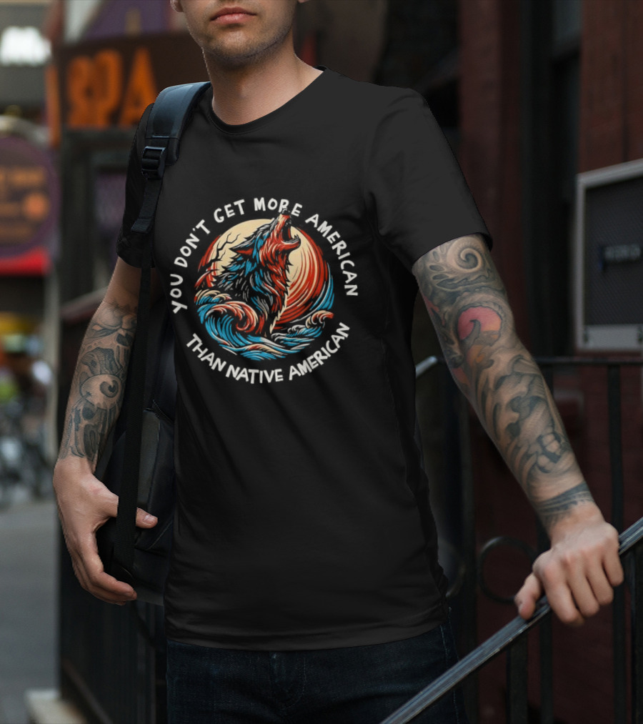 You Don’t Get More American Than Native American Wolf Circle T-Shirt