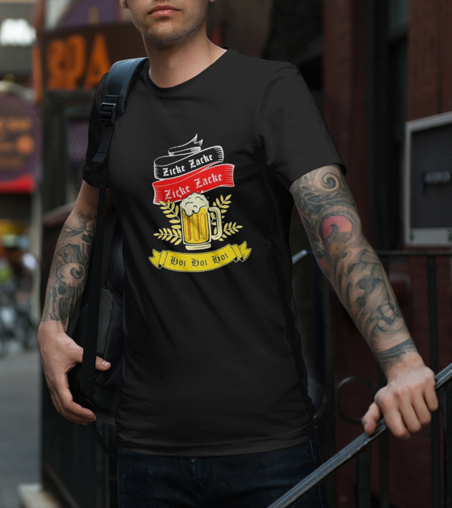 Zicke Zacke Oktoberfest Beer Germany Flag Hoi Hoi Hoi T-Shirt
