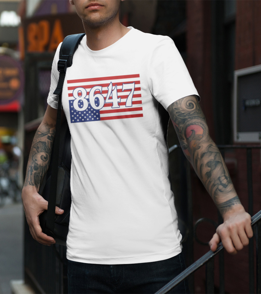 8647 American Flag Inverted Red Blue Stripes T-Shirt