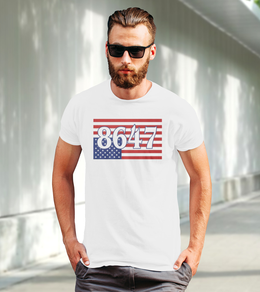 8647 American Flag Inverted Red Blue Stripes T-Shirt