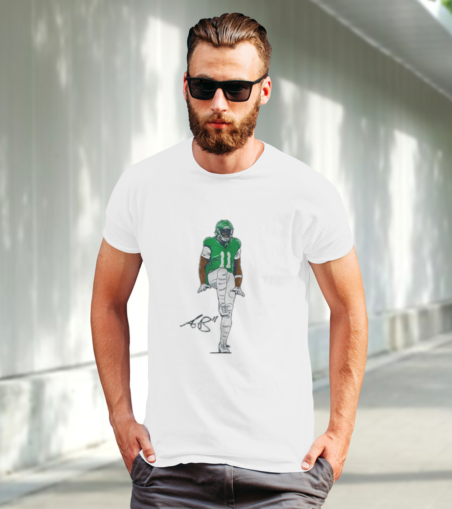 A.J. Brown The Silencer Green Football Number 11 Player Kneeling Icon T-Shirt