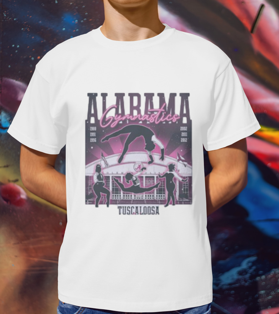 Alabama Gymnastics Over The Coliseum Tuscaloosa With Years 1988 1991 1996 2002 2011 2012 T-Shirt